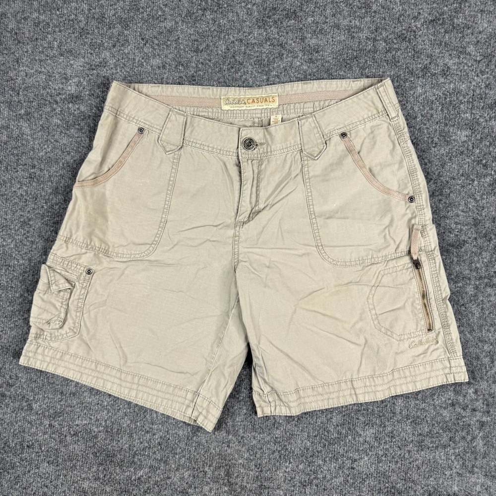Cabelas Shorts Womens Size 16 Tan Cargo Ripstop Cotton Outdoor Utility Hiking